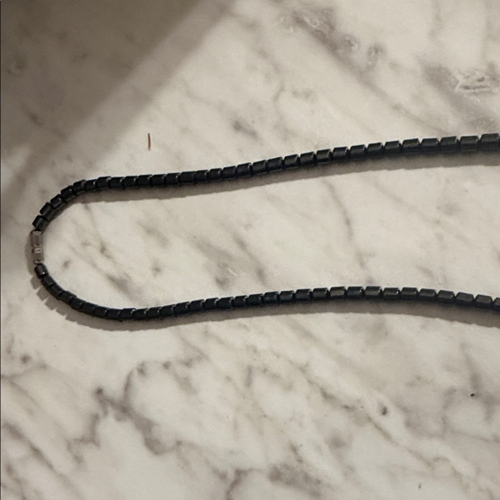 Black Hematite Cannabis Necklace - Picture 2 of 2